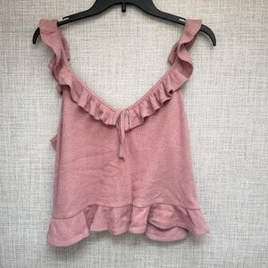 Kirious Stretchy Sleeveless Ruffle Top | Blush Pink | Size L